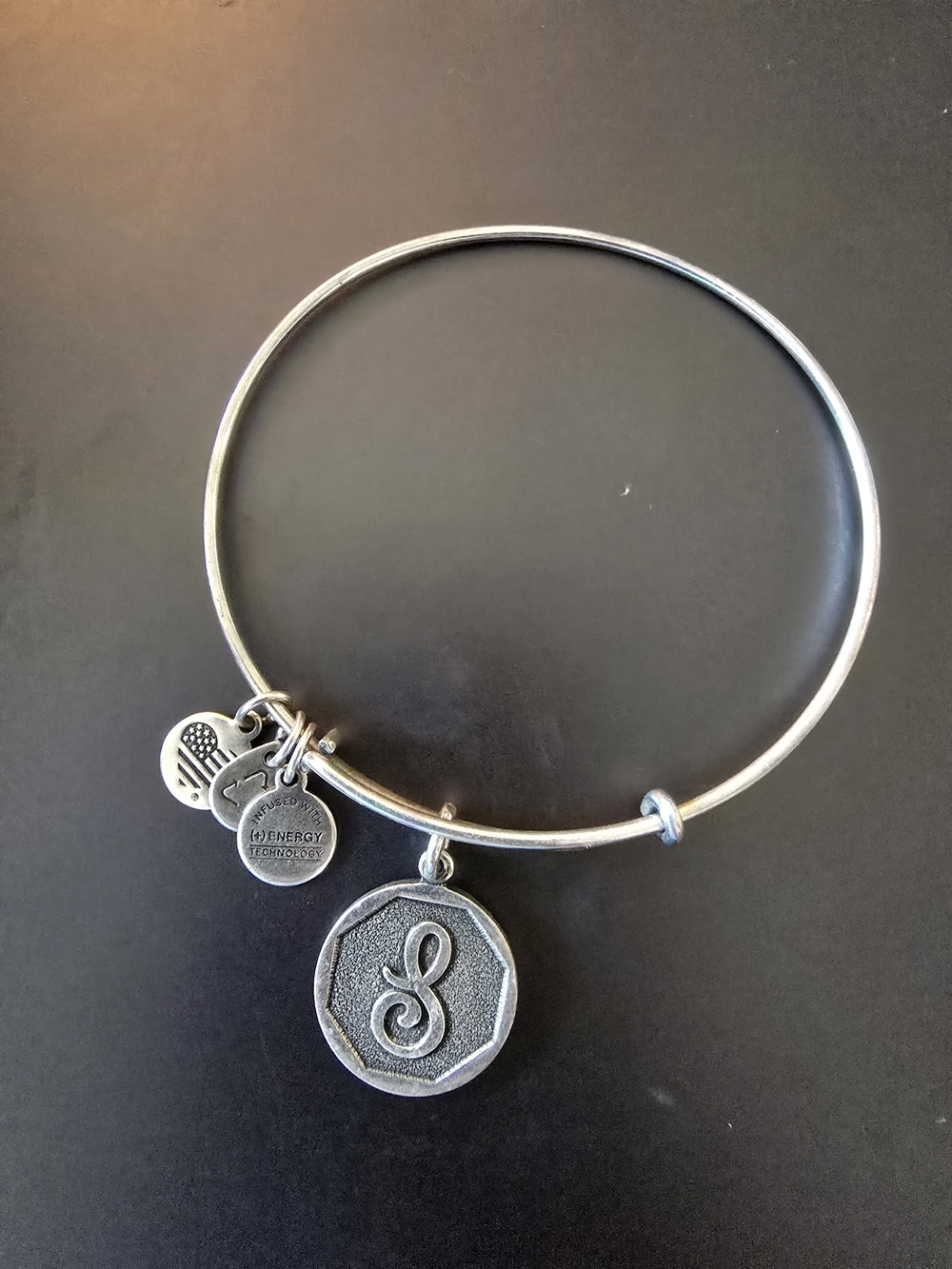 Alex And Ani "S" Initial Silver Charm Bracelet